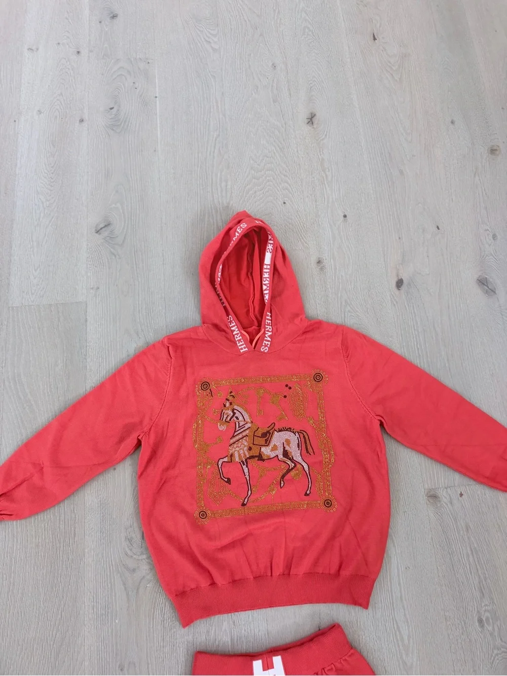 Orange Hoodie & Jogger Set Tracksuit Lounge set with Wide Leg pants size S